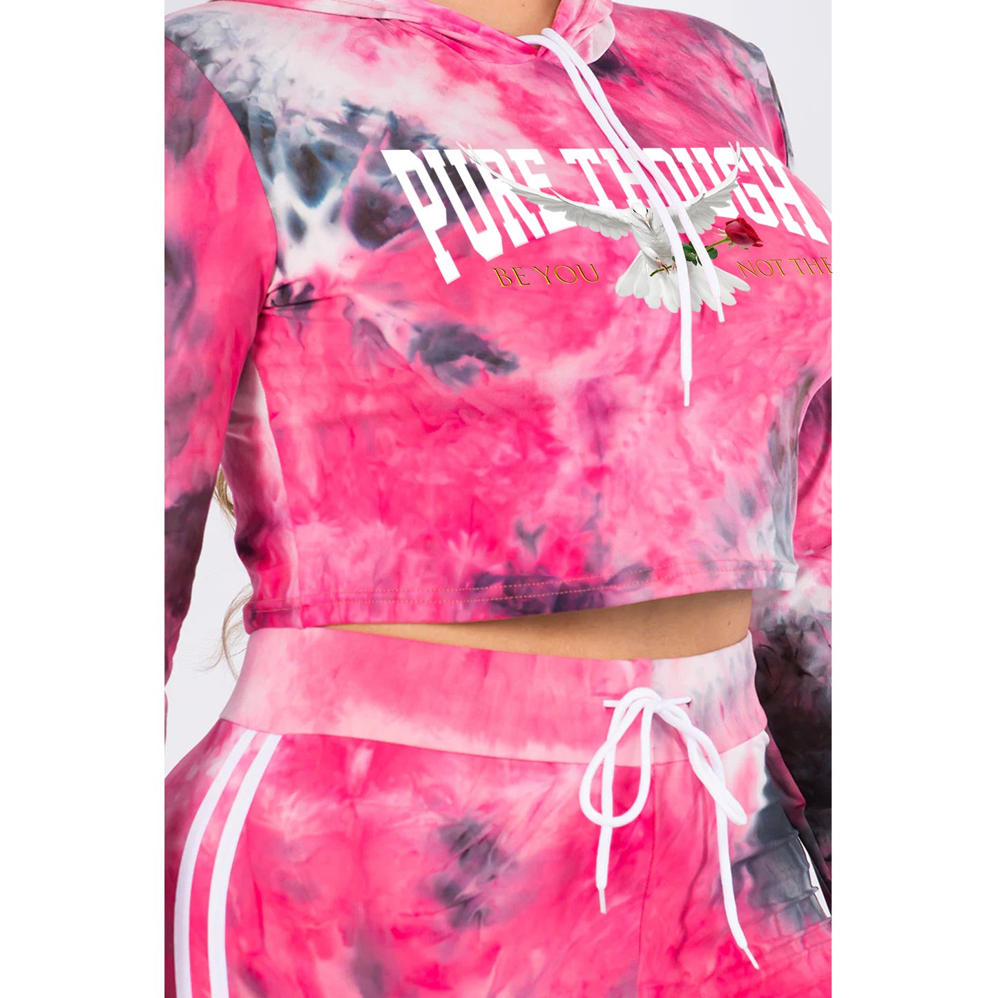 PT Women's Plus Size Cropped Tie-Dye Hoodie + Leggings Set