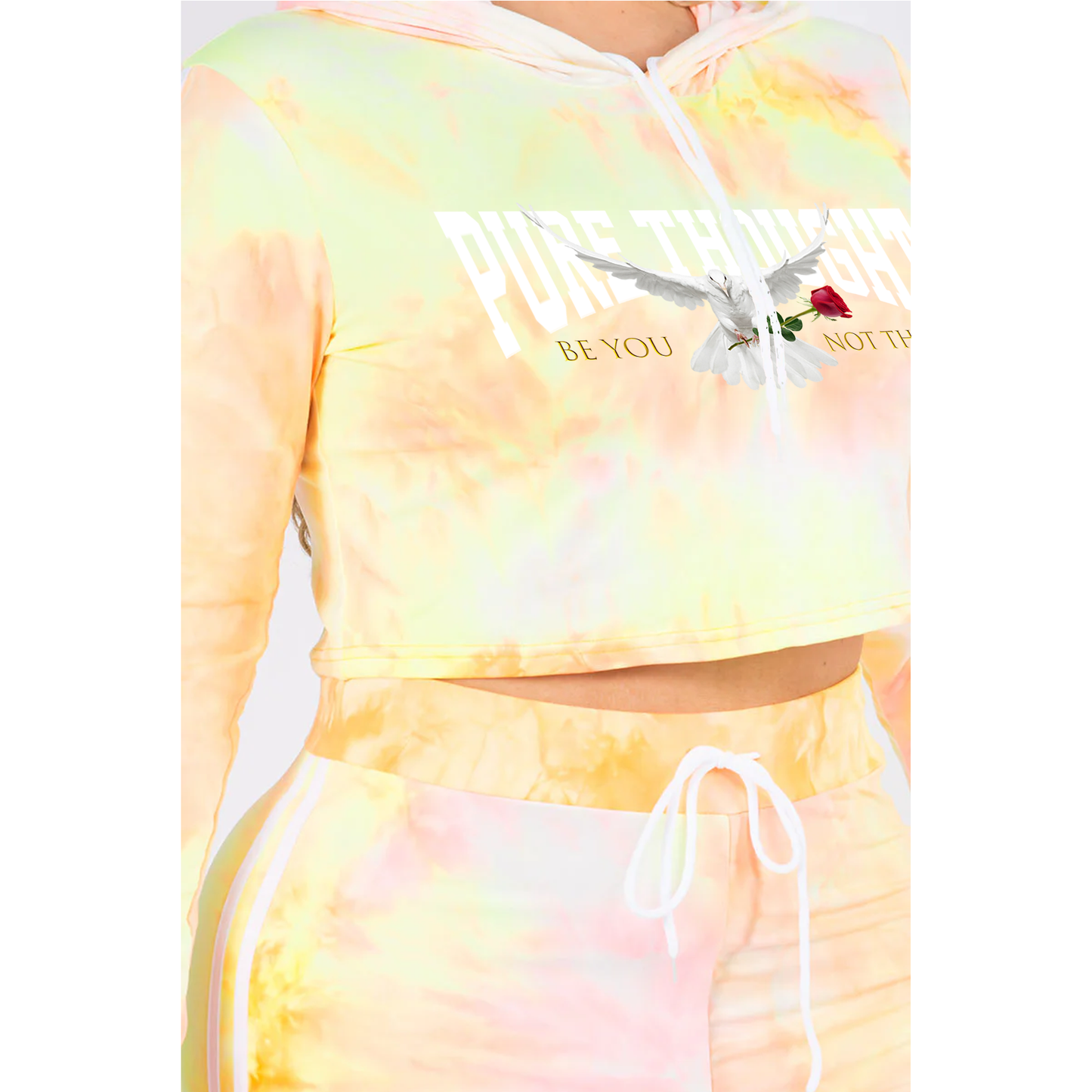 PT Women's Plus Size Cropped Tie-Dye Hoodie + Leggings Set