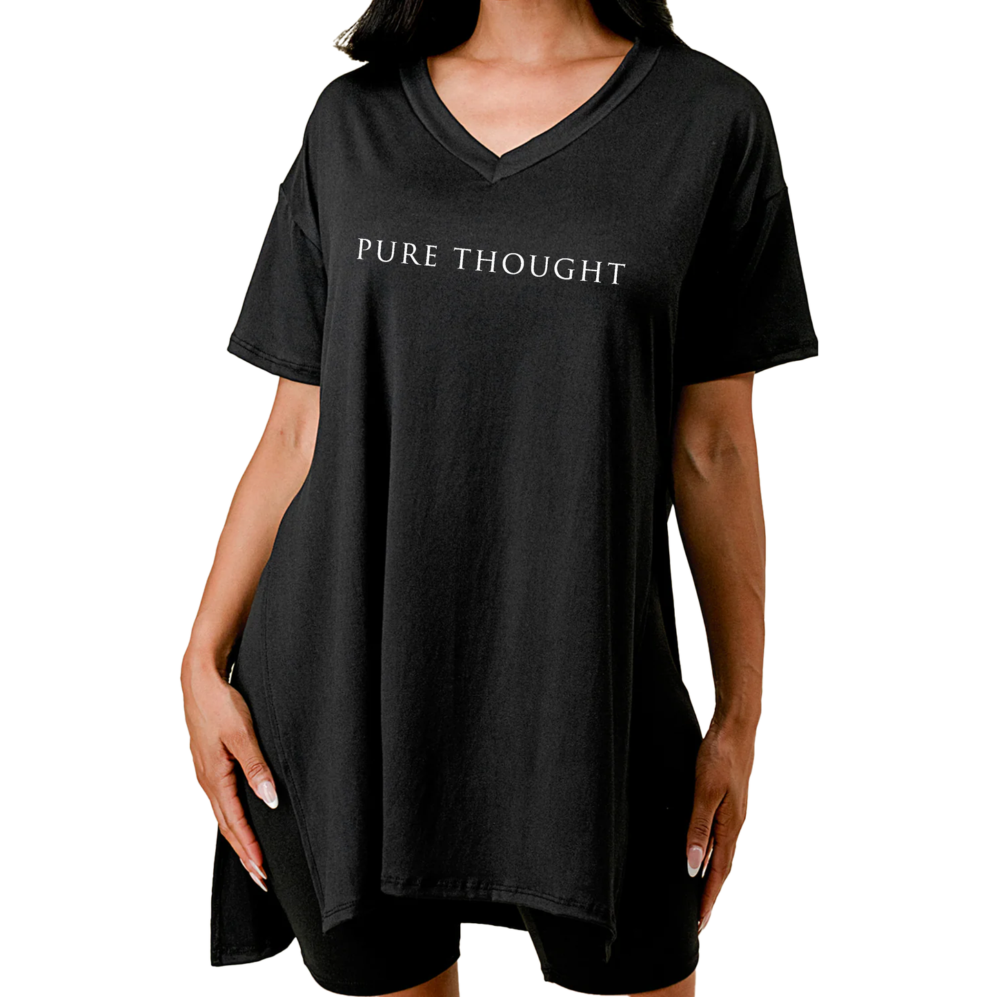 PT Women's OVERSIZE TEE SHIRT AND BIKER SHORT SET