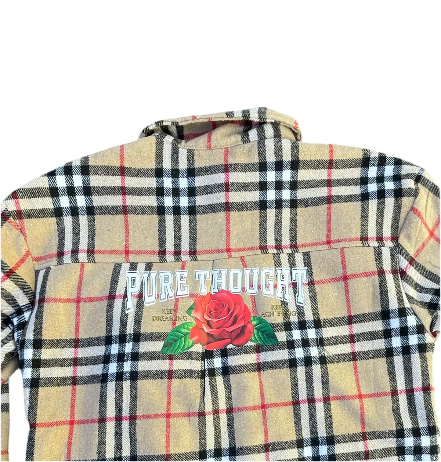 Pure Thought Beige Plaid Sherpa-Lined Flannel