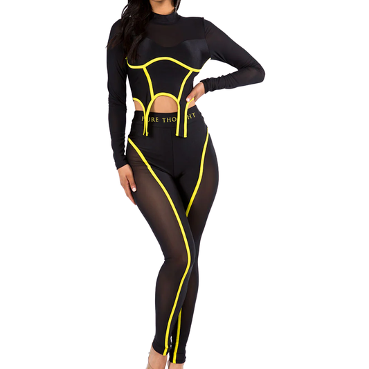 PT 2-Piece Mesh Contrast Legging Set